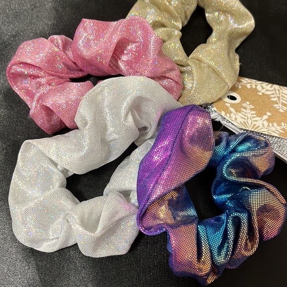 Accessories Holographic Glitter Scrunchi Hair Tie Gift Set 5 Pieces